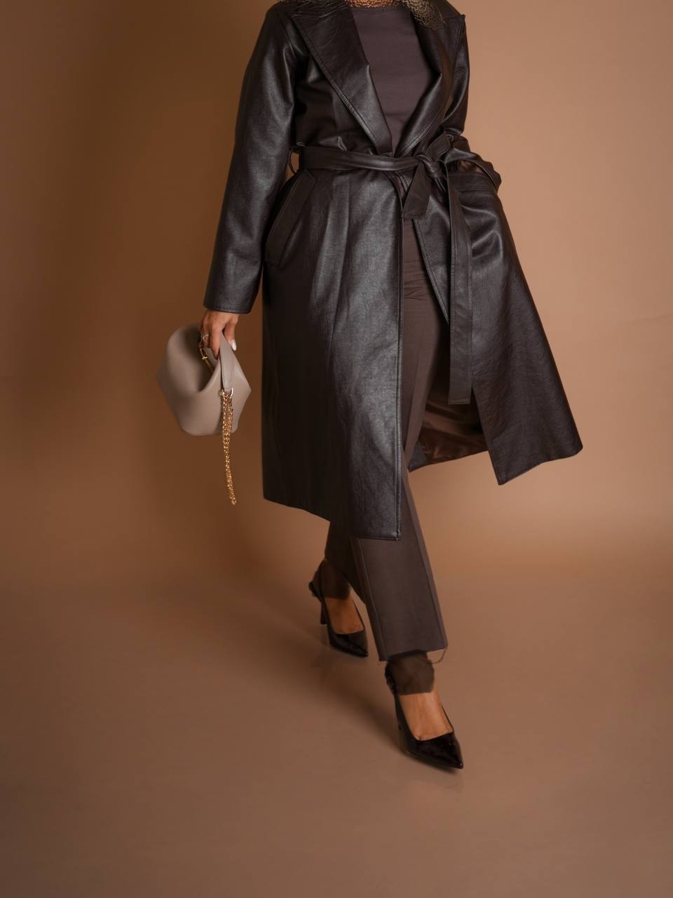 کت بلند چرم زنانه - Image 3