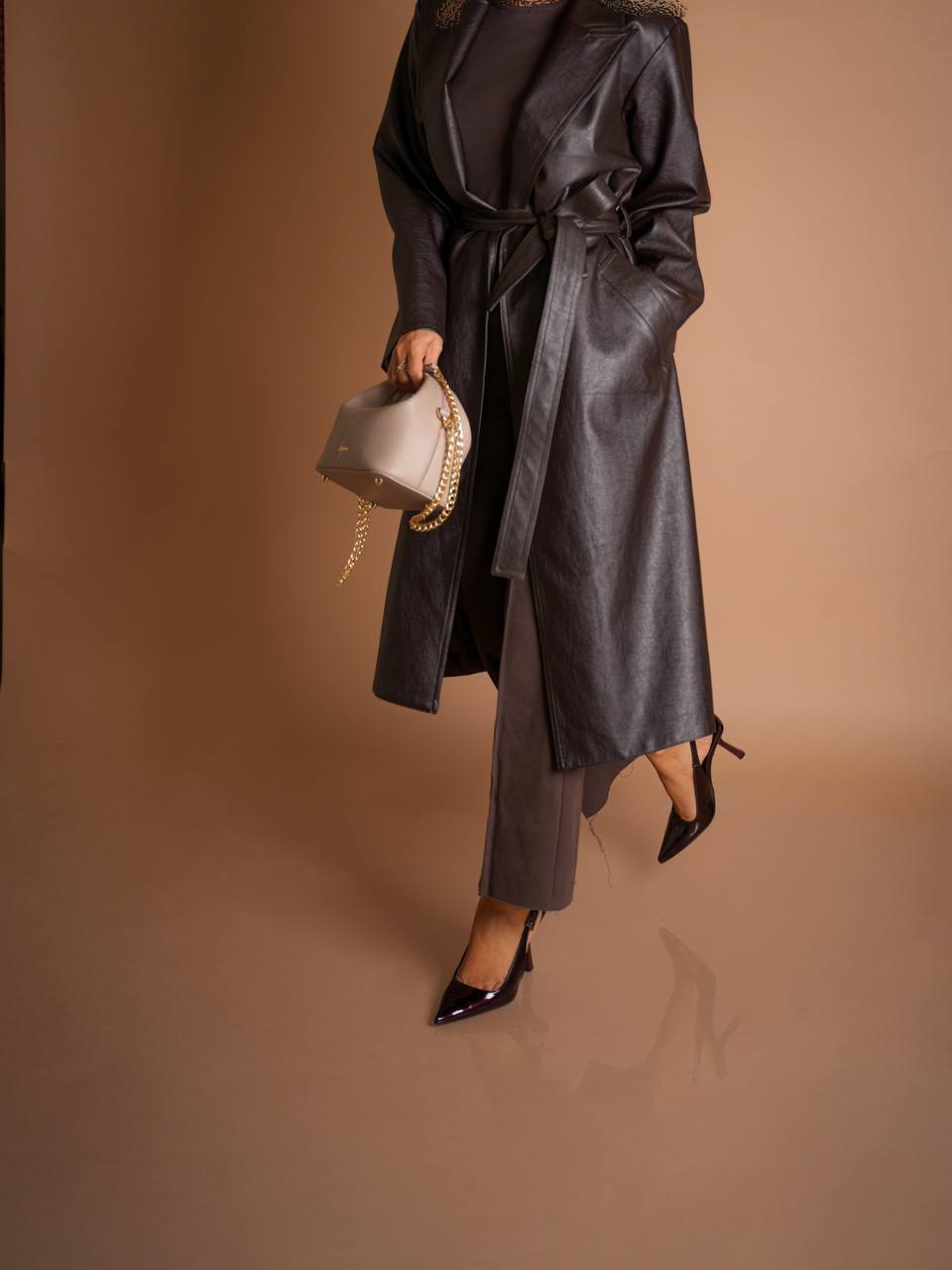 کت بلند چرم زنانه - Image 5